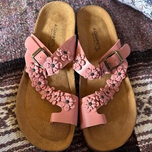 A. Giannetti Pink Floral Buckle Sandals